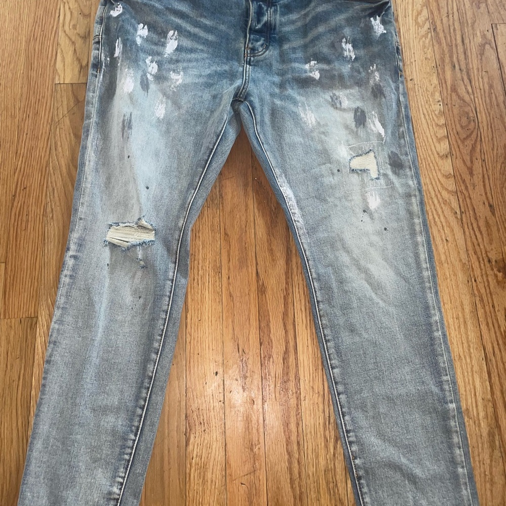 Purple paint splatter Blue Jeans